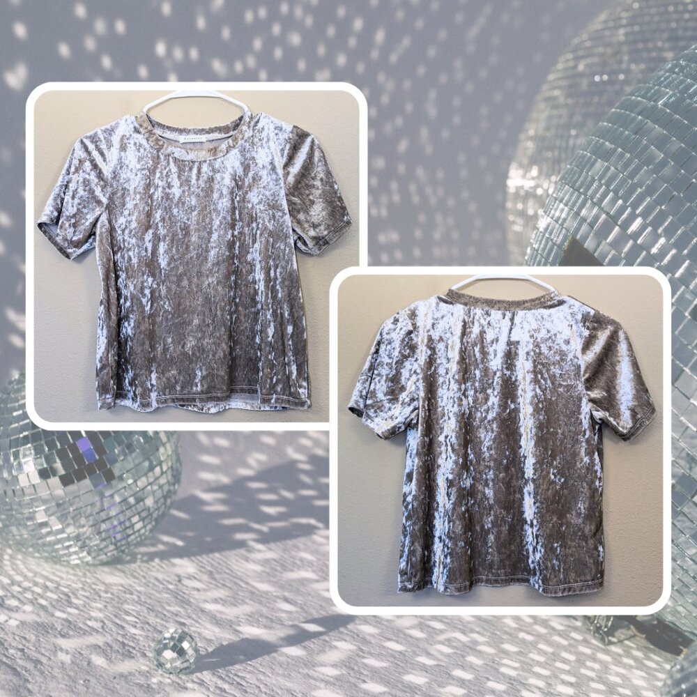 Silver Crushed Velvet T-Shirt